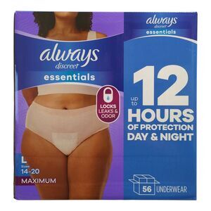 Always Discreet Essentials Underwear for Women, Maximum, 56ct, L
